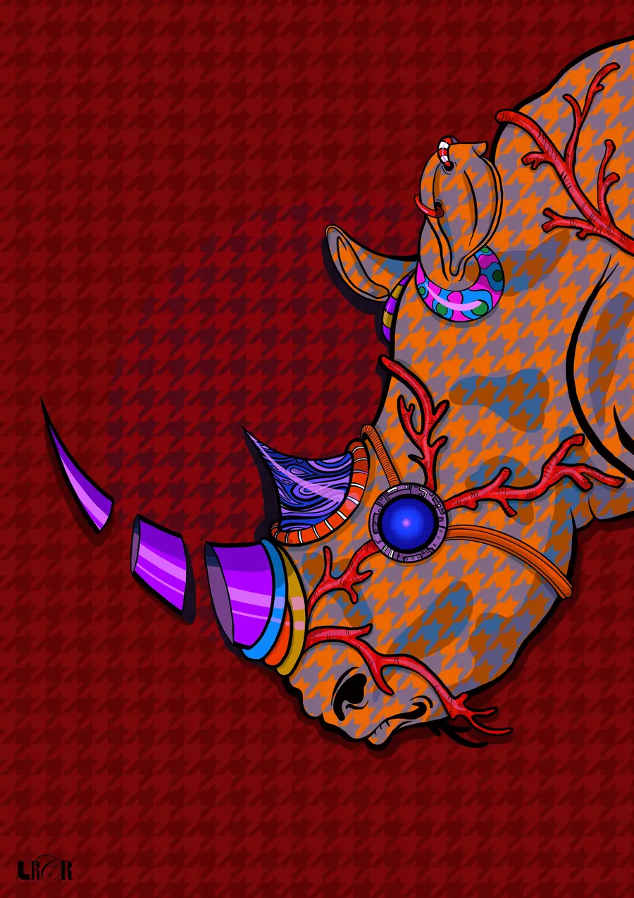 Rhino Vermelho Estampado — LRCR-0041 — Arte Digital Studio LRCR