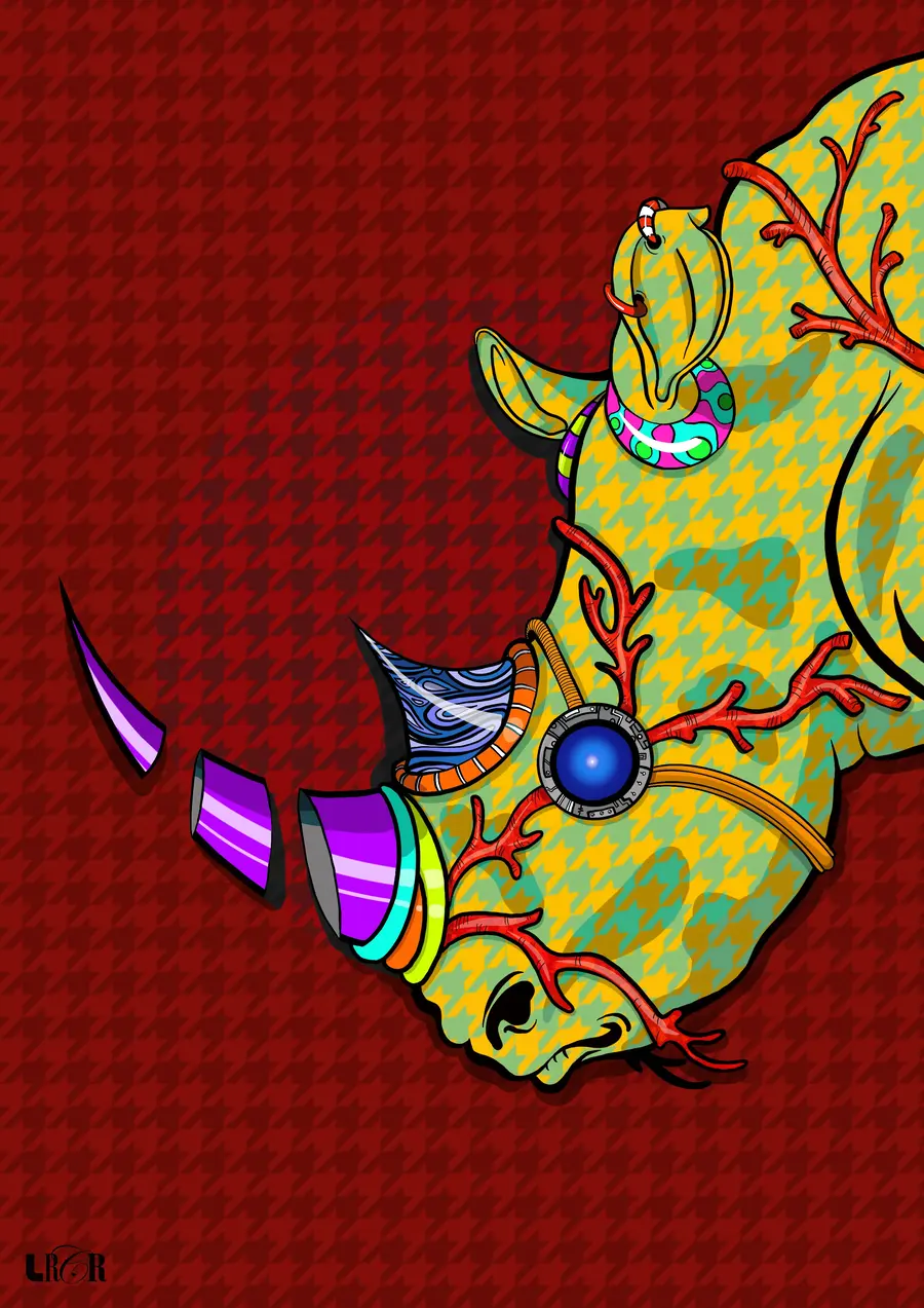 Rhino Amarelo Estampado — LRCR-0042 — Arte Digital Studio LRCR